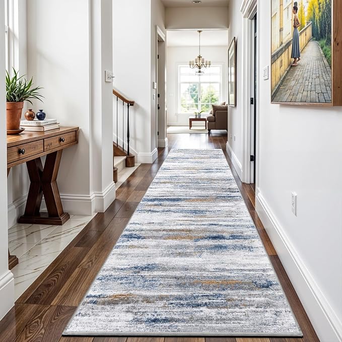 3x9 Washable Runner Rug for Family: Easy-to-Clean Runners for Hallway Entryway by WIEVEDENS