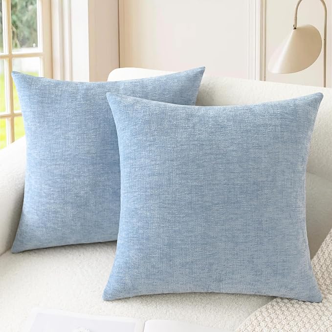 CaliTime Throw Pillow Covers Decorative 18 X 18 Inches Pack of 2 Cozy Chenille by CaliTime
