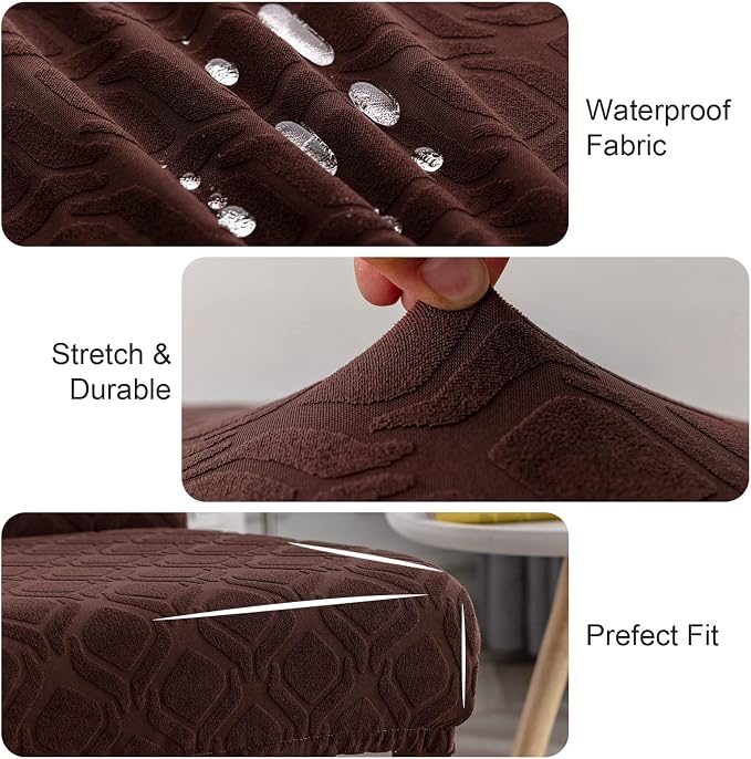 Genina Waterproof Chair Covers for Dining Room, Stretch Jacquard Dining Chair - Image 3
