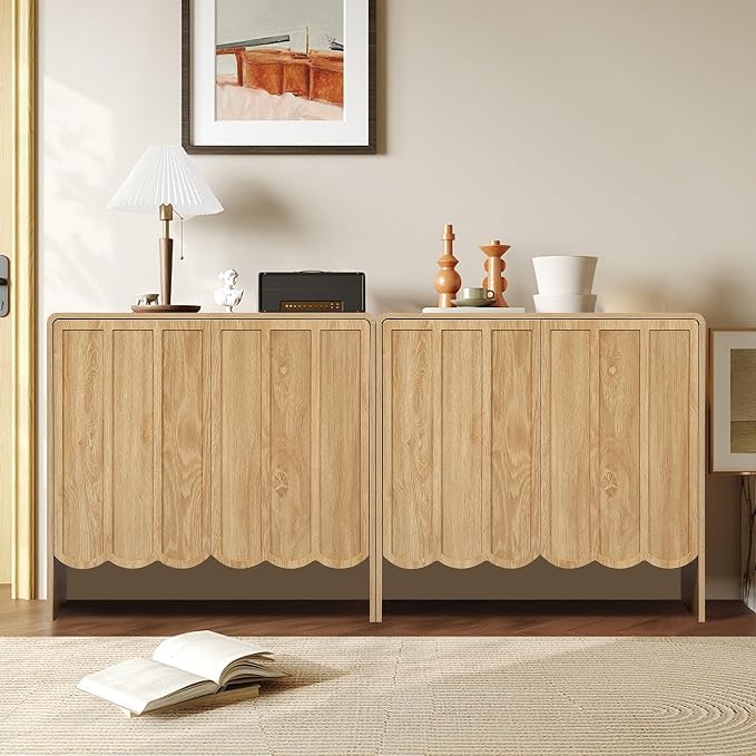 ORRD Sideboard Buffet Cabinet Set of 2, Accent Storage Cabinet - Image 9