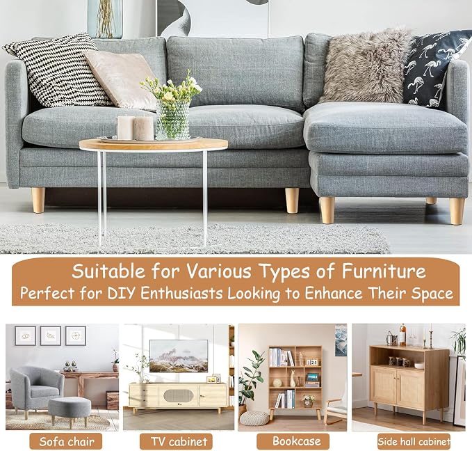 Yaliuliu 8 Inches Furniture Legs Round Solid Wood Sofa Legs Replacement Legs - Image 6