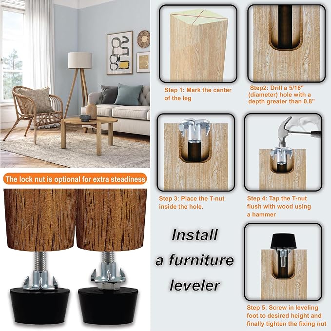 NEWBYTEK M6 Thread Furniture Feet Levelers, Floor Protection Feet Glides - Image 7