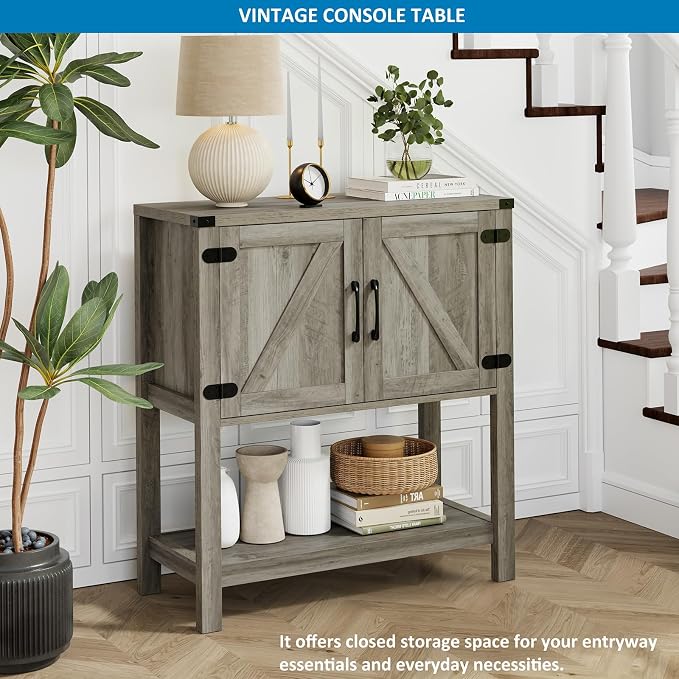 Mufico Console Table with 2-Door Cabinet Coffee Bar Cabinet Sofa Table - Image 3