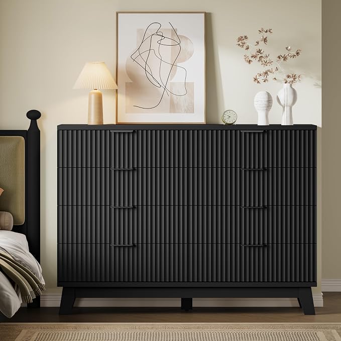 BORNOON 53" Tall Dresser for Bedroom, 8-Drawer Fluted Chest of Drawers - Image 4