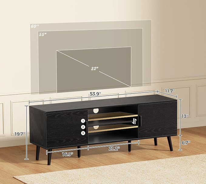 SUPERJARE TV Stand for 55 Inch TV, Entertainment Center - Image 3