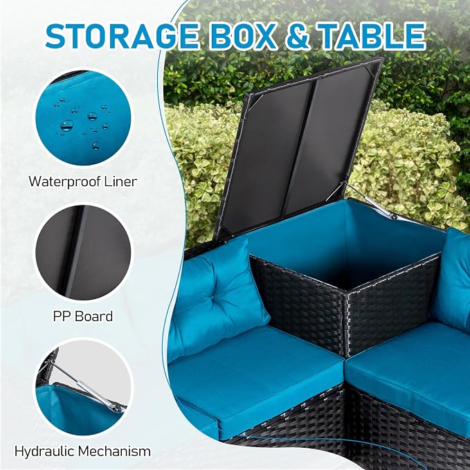 VINGLI 4 Pieces Outdoor Sectional Wicker Patio Furniture - Image 5
