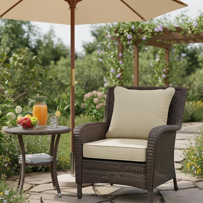 Summsun Patio Chair Cushions 24 x 24 Inch, Faux Linen Outdoor Furniture Cushions - Image 2