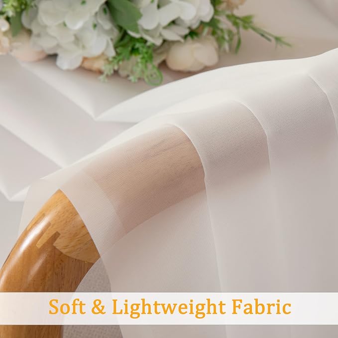 Gwine Ivory Sheer Curtains for Living Room 45 inches Long, Short Voile Light - Image 7
