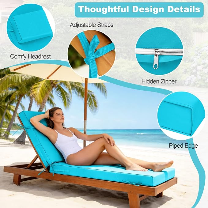 Chaise Lounge Cushions Outdoor 80x26x6 Inch, Fade Resistant 6'' Thicken Outdoor - Image 5