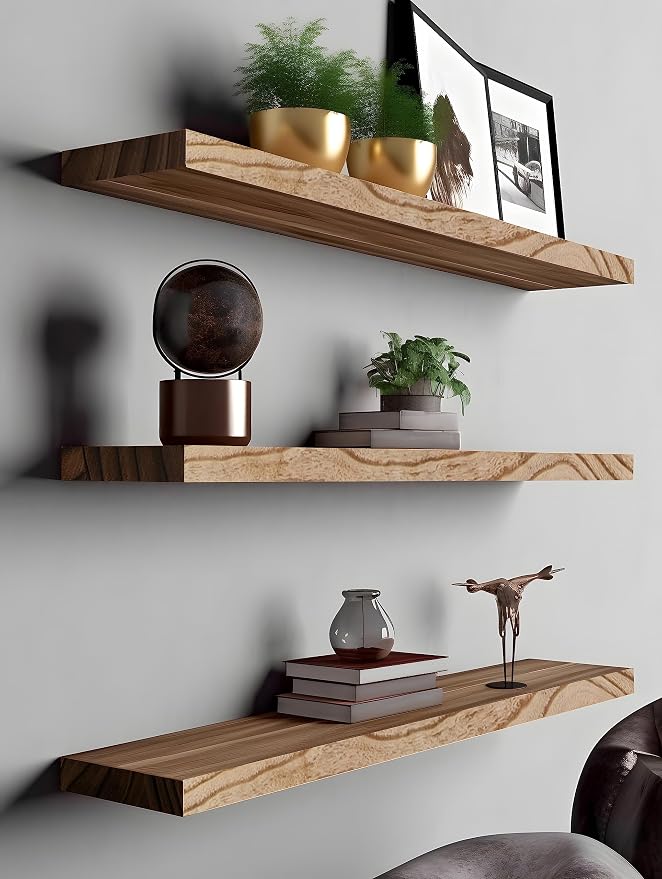 YYWUOJJ Wood Floating Shelves for Wall, Rustic Wall Shelves for Bedroom - Image 6