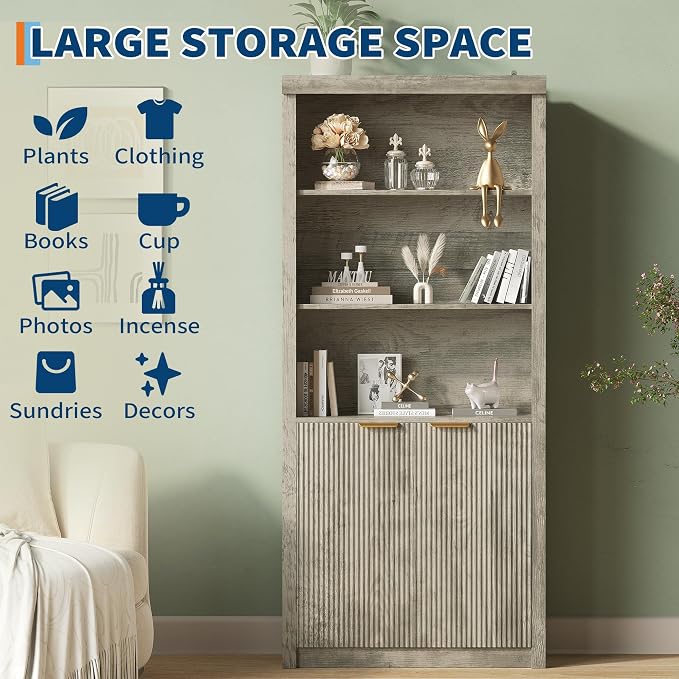 GarveeHome Tall Book Shelf and Bookcase, 31.5" Wide Wooden Bookcase - Image 5