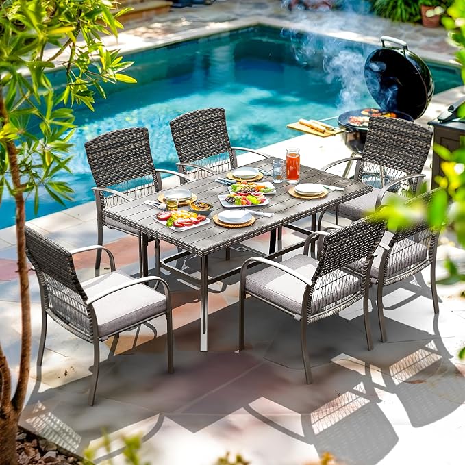 Pamapic 7-Piece Outdoor Dining Set, All-Weather Garden/Deck/Backyard Furniture - Image 4