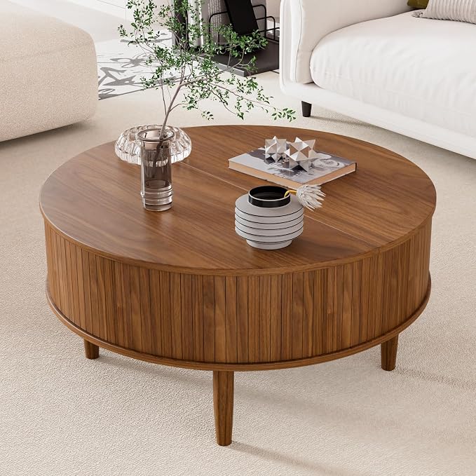 Round Fluted Lift Top Coffee Table - Image 3