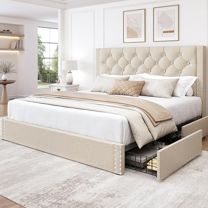 LARMACE Queen Size Bed Frame by LARMACE