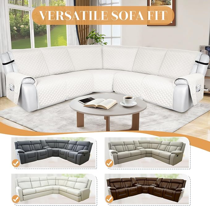 HDCAXKJ 100% Waterproof Reclining Sectional Couch Covers L Shape Recliner Sofa - Image 6