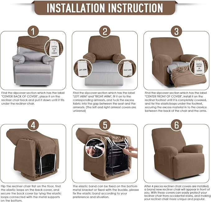 TAOCOCO Oversized Recliner Chair Covers, 1 Seater Streach Recliner Covers Soft - Image 6