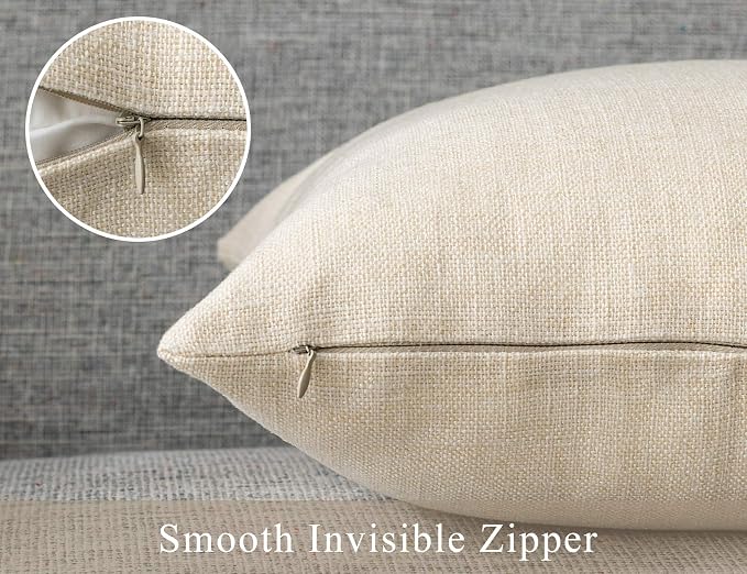 Stellhome Pack of 2 Burlap Throw Pillow Covers Farmhouse Linen Cushion Covers - Image 4