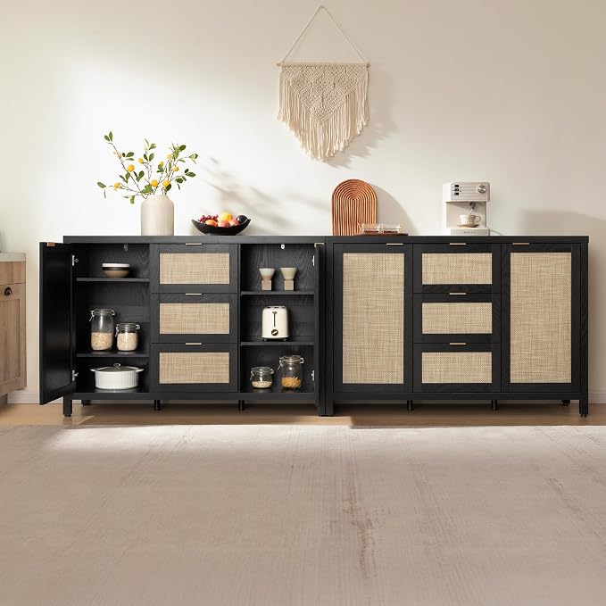 SICOTAS Rattan Sideboard Buffet Coffee Bar Cabinet - Image 7