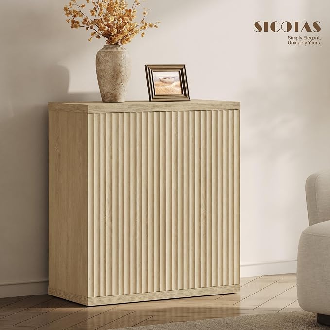 SICOTAS Buffet Cabinet with Storage Accent Sideboard Modern Credenza with Doors - Image 2