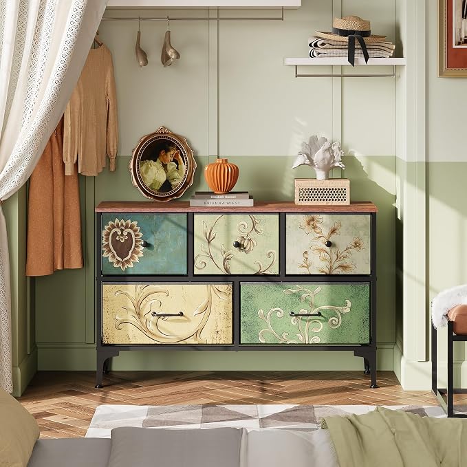 WLIVE Dresser for Bedroom with 5 Drawers, Wide Chest of Drawers, Fabric Dresser - Image 4