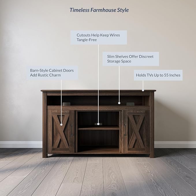 BELLEZE 48” TV Stand for TVs up to 50 Inches, Entertainment Center - Image 3