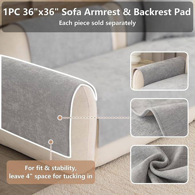 Premium Chenille Sofa Cushion Covers，Upgraded Anti-Slip Sectional Couch - Image 2
