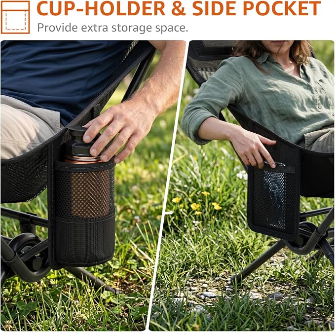 Armless Rocking Camping Chair for Adults, Portable Folding Outdoor Rocker - Image 7