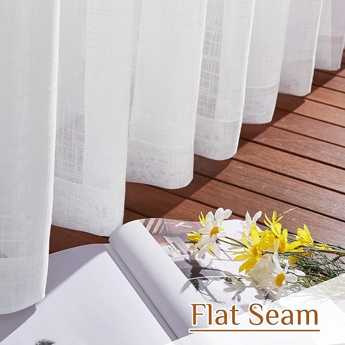 NICETOWN White Semi Sheer Kitchen Curtains 30 inch Length, Rod Pocket & Back - Image 7