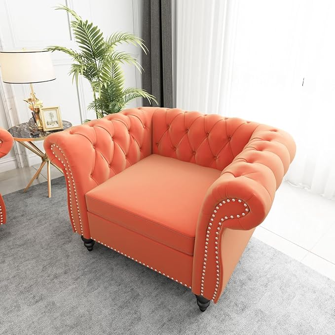 Mid-Century Sofa Chair, Velvet Accent Chair - Image 9