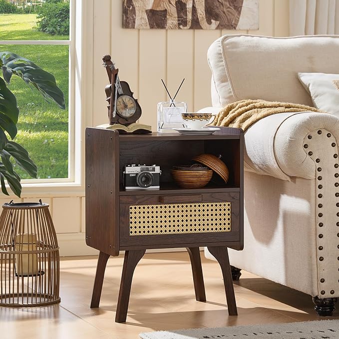 Lerliuo Rattan Nightstand, Bedside Table - Image 8