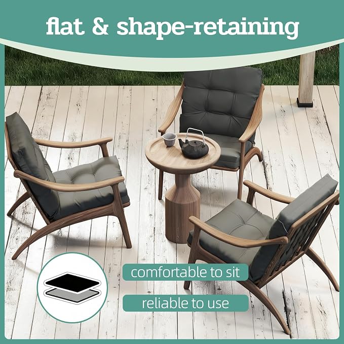Outdoor Chair Cushion, High Back Soft Seat Pad - Image 7