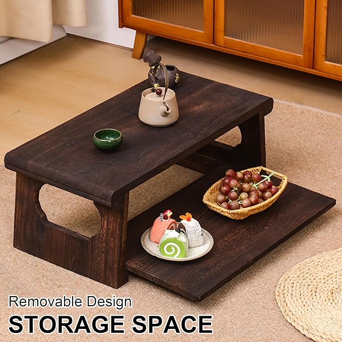 Japanese Tatami Coffee Table, Solid Wood Low Table - Image 4