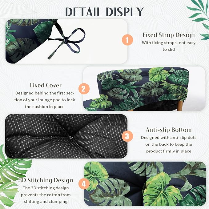 EverPine Outdoor Chaise Lounge Chair Cushion 74.4 x 22.8 x 4.7 Inche, Patio - Image 4