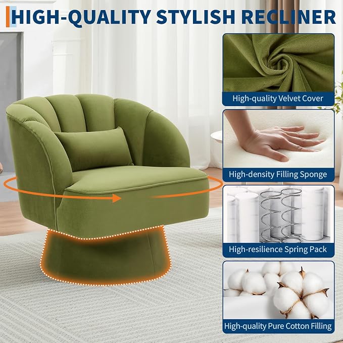Garvee Ultra-Plush Swivel Accent Chair, 360° Barrel Lounge Chair - Image 3