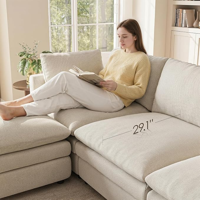 97" Cloud Couches for Living Room, 29.1" Deep Seat Modular Sectional Sofa - Image 4