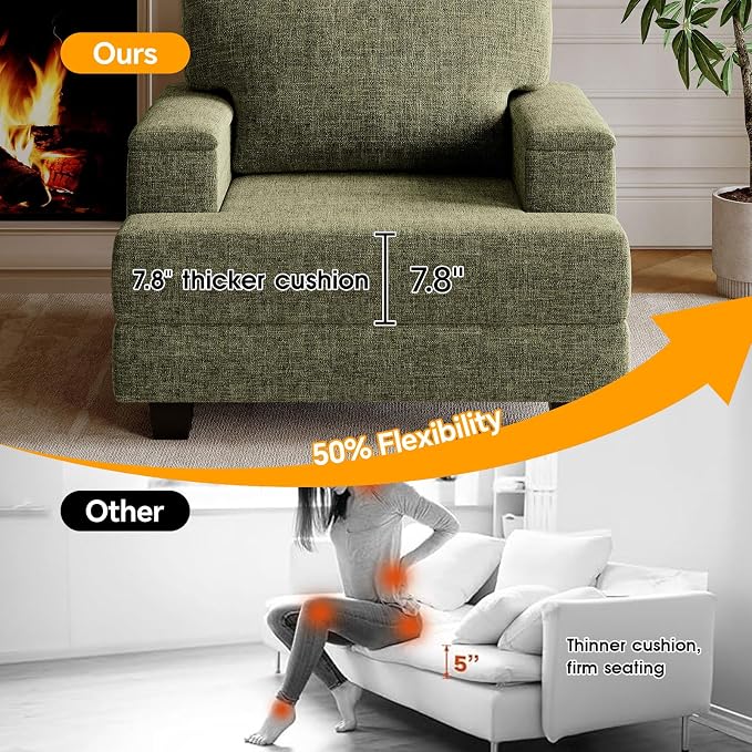 Rexulqo Oversized Accent Chair Set of 2, Upholstered Armchair - Image 4
