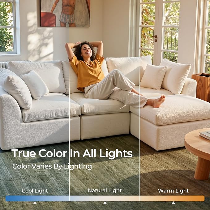 Amsleekey 108" Cloud Sectional Couches, - Image 9