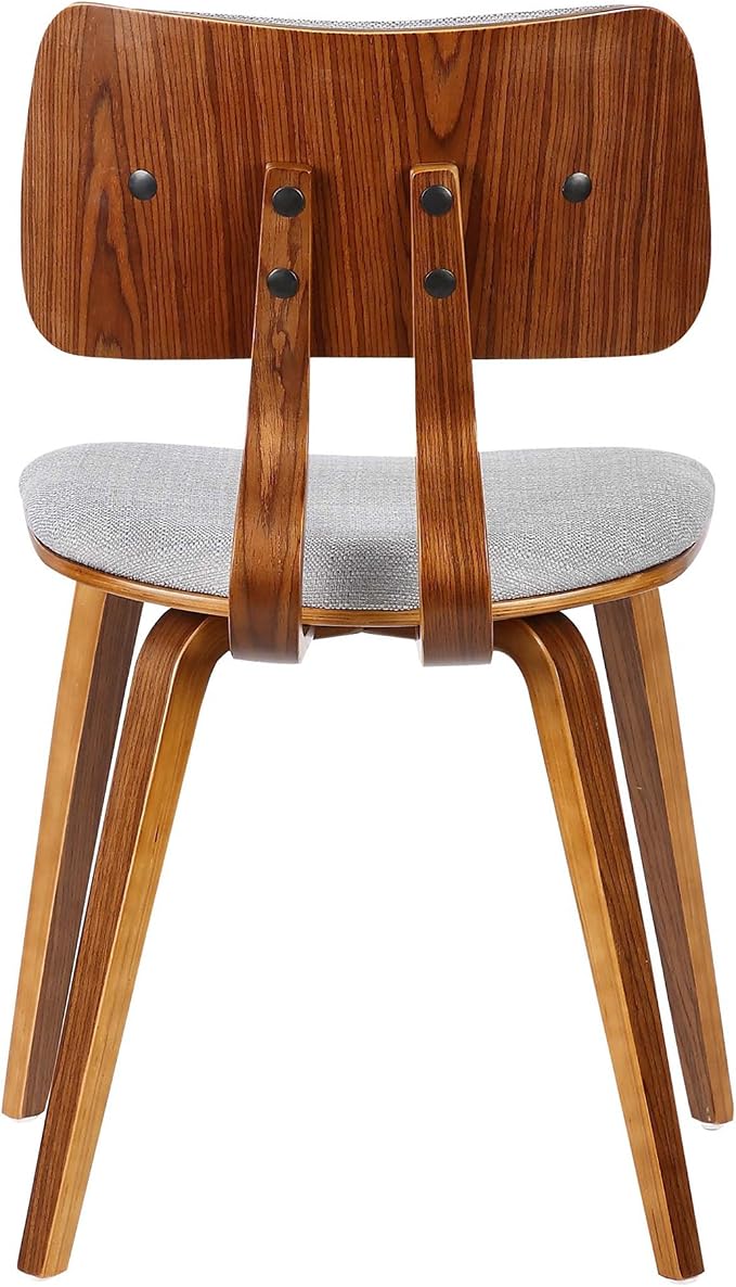 Armen Living Jaguar Mid-Century Dining Chair in Walnut Wood and Gray Fabric - Image 5