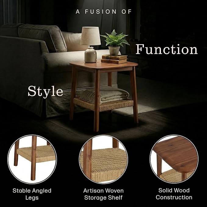Alaterre Furniture Calais 2-Tier Solid Wood End Table - Image 4