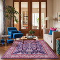 Purple Area Rugs for Living Room, 4x6 Washable Rugs for Bedroom, Non-Slip Retro by Rtizon