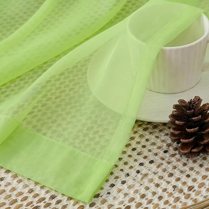 Aiyufeng Lime Sheer Curtains 63 Inch Length 2 Panels Set - Image 5