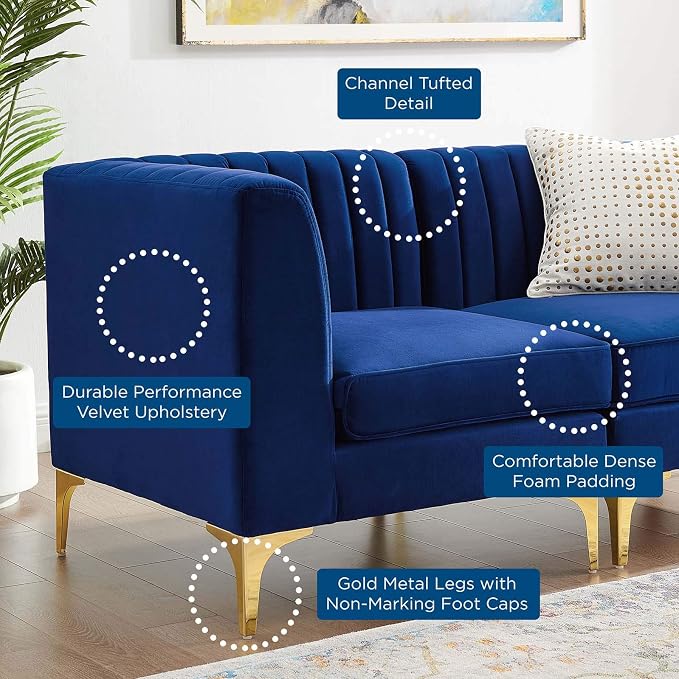 Modway EEI-4346-NAV Triumph Channel Tufted Performance Velvet Loveseat - Image 8
