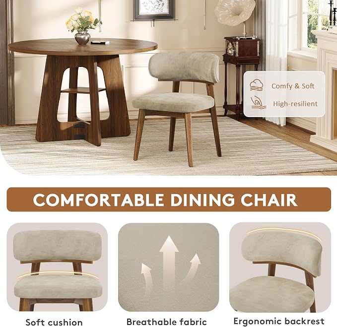 Dining Chairs Set of 4, Modern Upholstered Dining Chairs, Wooden Kitchen Chairs - Image 4