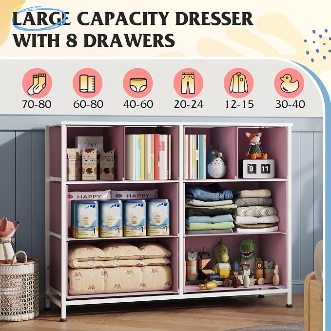 WLIVE Dresser for Bedroom with 8 Drawers, Wide Fabric Dresser for Storage and - Image 4