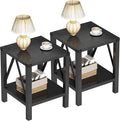 Treocho Farmhouse End Table Set of 2, Rustic Vintage Nightstand Side Table by Treocho
