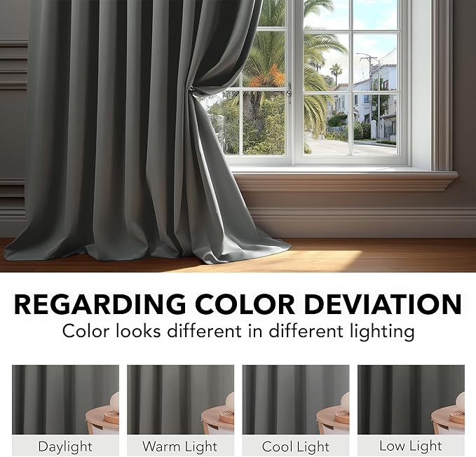 Deconovo Blackout Curtains, Thermal Insulated, W42 x L72 2 Panels, Back Tab - Image 6