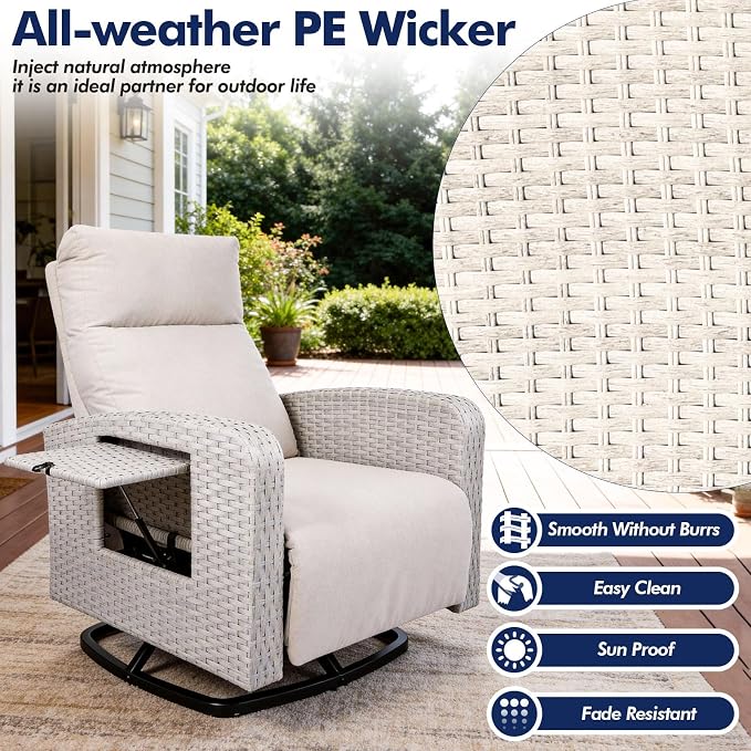 ZZW Outdoor Recliner Chair Set of 2, Wicker Patio Recliners - Image 5