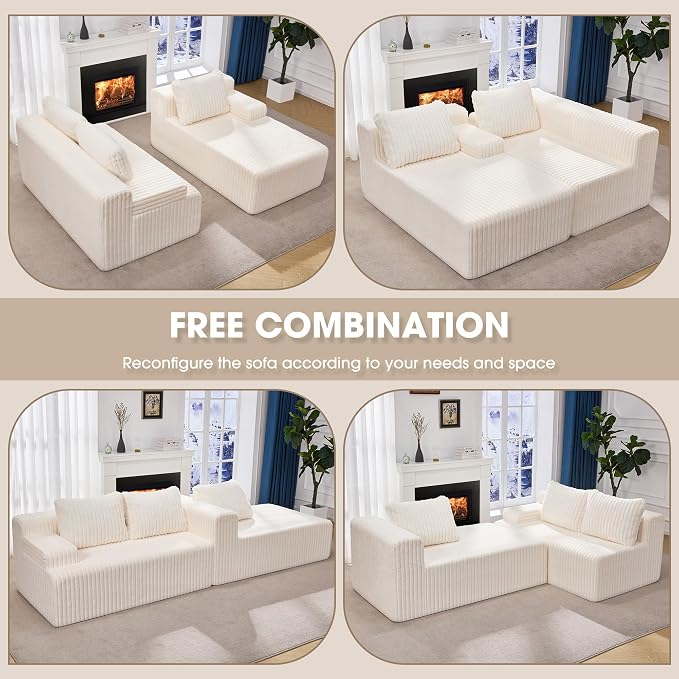 Modular Sectional Sofa Couches L-Shape Couch 3 Seat Modular Sofa Memory Foam - Image 5