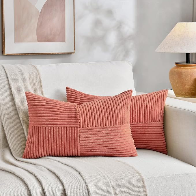 Fancy Homi 2 Packs Coral Lumbar Decorative Throw Pillow Covers 20x28 Inch - Image 5