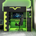 Full Size Gaming Loft Bed with Integrated Desk & RGB LED Lights, Pro-Gamer Bunk by Bekeknlny